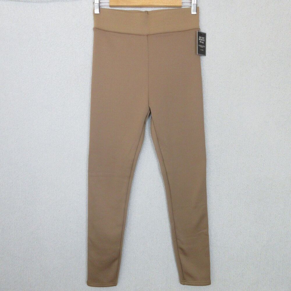 JLUXLABEL Leggings Womens M Tan High Waist Fleece Lined‎ Stretch Full Length NEW
